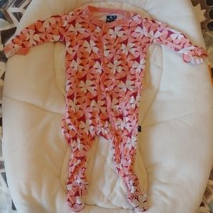 Kickee Pants pink button-up bamboo pajamas, 0-3 mo
